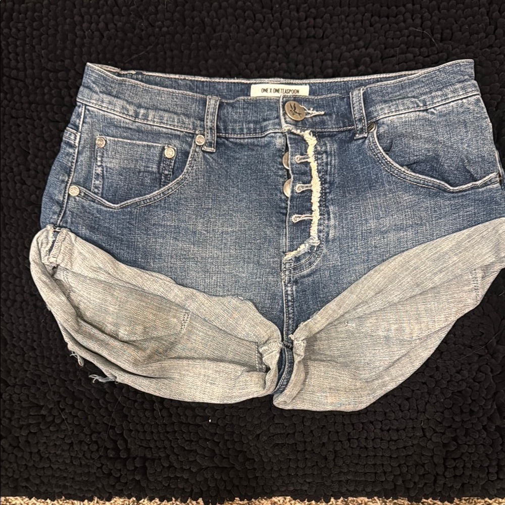 One Teaspoon Blue Jean Shorts Distressed Style